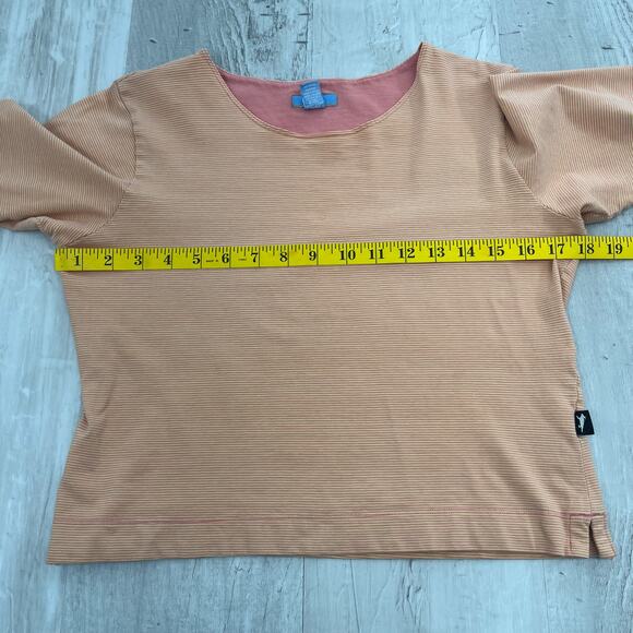 Horny Toad Cropped 3/4 Sleeve Striped Cotton Knit Preppy Plain Shirt Small - Picture 7 of 8